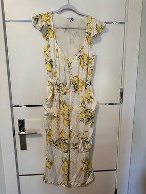 Women’s Lemon-Print V-Neck Summer Dress